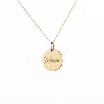 Collana con Pendente in oro 18kt rotonda e Nome personalizzato