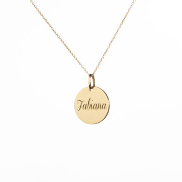 Collana con Pendente in oro 18kt rotonda e Nome personalizzato