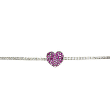 Collana Tennis con Cuore in Argento 925