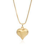 Collana cuore bombato satinato in argento 925