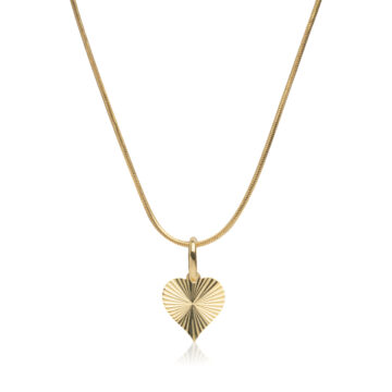 Collana cuore rigato diamantato in argento 925