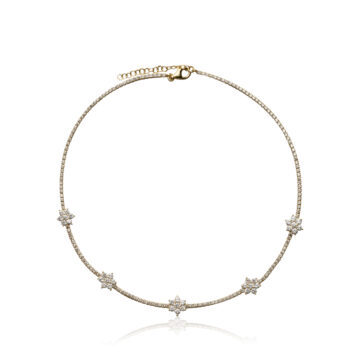 Collana tennis in argento 925 con fiori