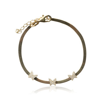 Bracciale Snake con Farfalle in argento 925