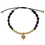 Bracciale con laccio e cuore bombato in oro 18kt